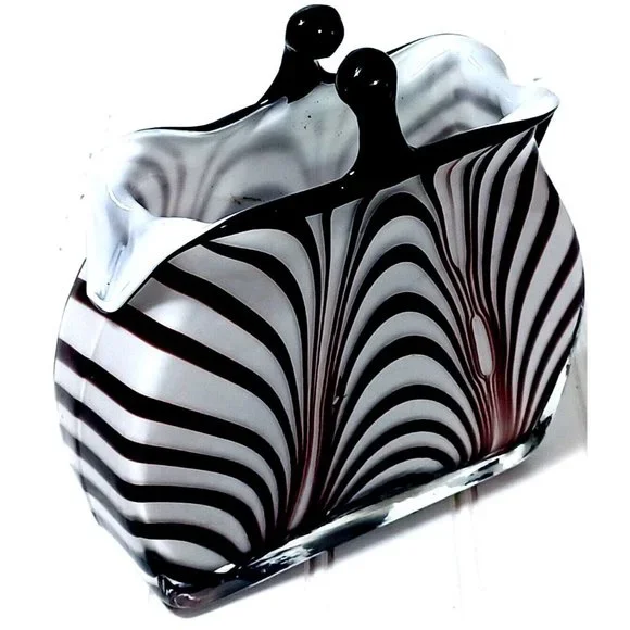 Rare Murano Optical Illusion MCM Vtg Handbag  Purse Art Glass Vase Planter 1960s - Picture 6 of 10